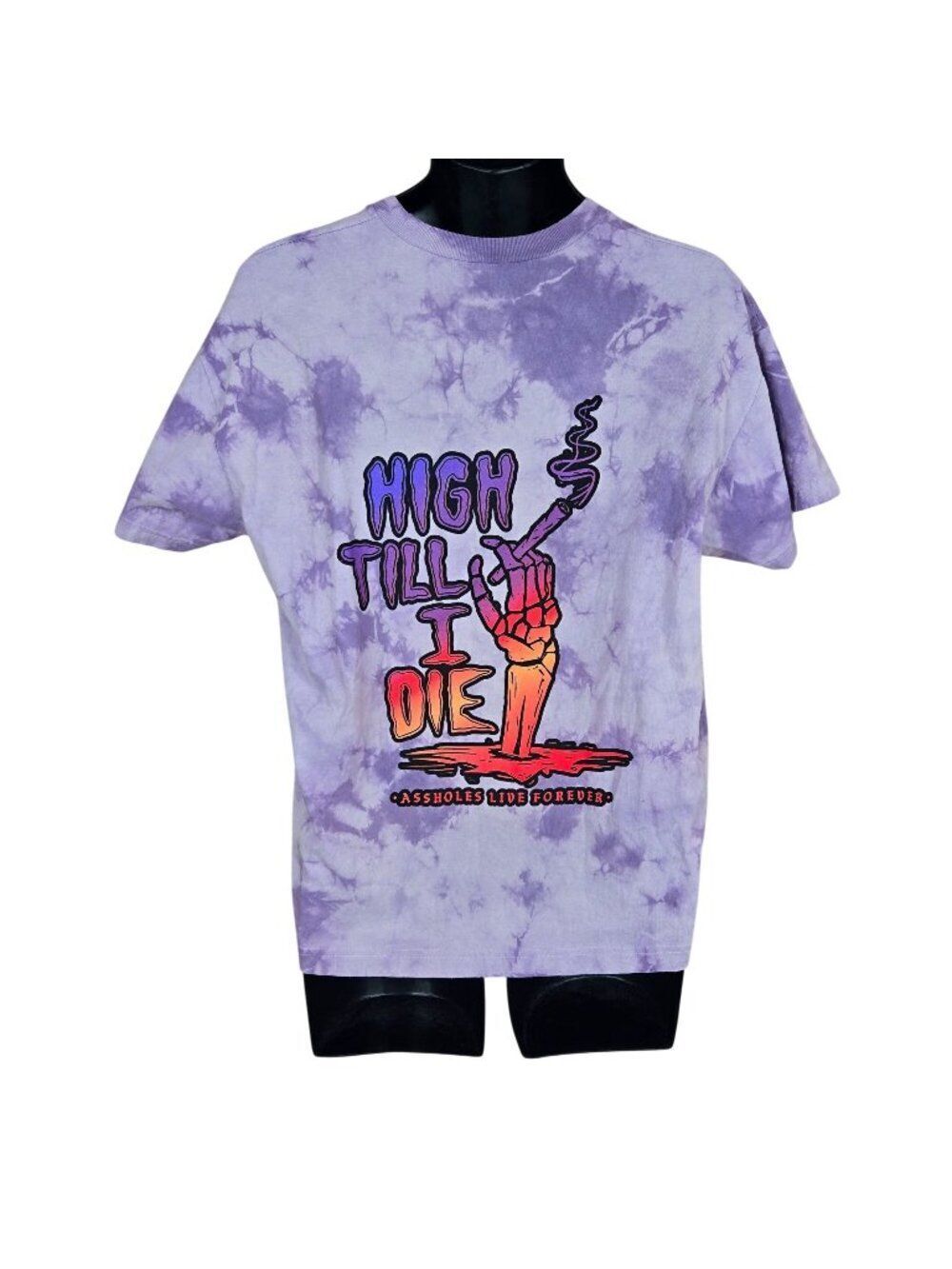 A$$holes Live Forever High Till I Die Tie-Dye Graphic Shirt Mens XL Purple Cotto